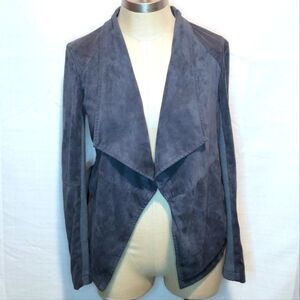 BB Dakota Thunderstorm Slate Gray Faux Suede Open Front Jacket Blazer Size XS